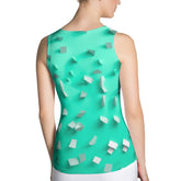 Close-up of Techno Pulse tank top fabric and design.